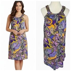 Paisley Print Purple and Yellow Dress Women's Size 12